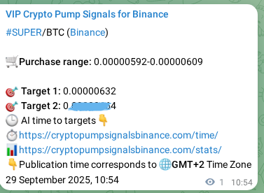 Crypto pump signal proof: Verify SUPER on Binance, 29 September 2025, 10:57 Crypto pump signal proof: SUPER on Binance, 29 September 2025, 10:57