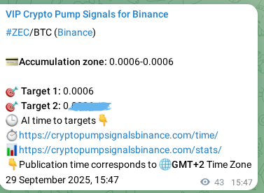 Crypto trading signal proof: ZEC pump on Binance, 29 September 2025, 17:00 Crypto trading signal proof: ZEC pump on Binance, 29 September 2025, 17:00