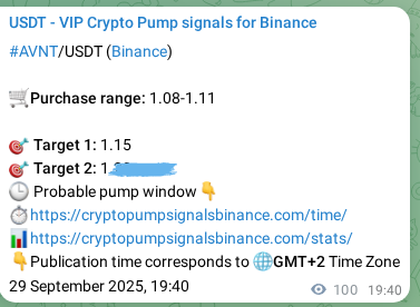 Confirm the Binance trading signal for AVNT, 29 September 2025, 22:27 Binance trading signal verification for AVNT, 29 September 2025, 22:27