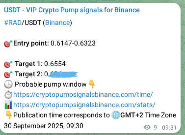 Binance exchange signal proof for RAD, 30 September 2025, 09:46 Binance exchange signal proof for RAD, 30 September 2025, 09:46