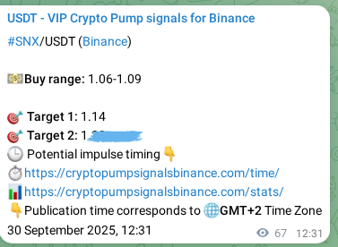 Discover the authenticated SNX pump signal on Binance, 30 September 2025, 14:23 Authenticated SNX pump signal on Binance, 30 September 2025, 14:23