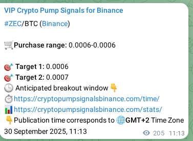 Authenticated proof of ZEC's pump signal on Binance at 30 September 2025, 16:54 Authenticated proof of ZEC's pump signal on Binance at 30 September 2025, 16:54