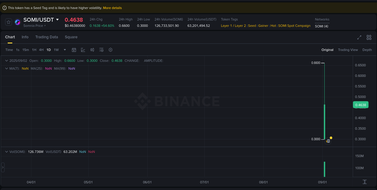 Analyze the crypto trading report for SOMI pump on Binance, 02 September 2025, 18:25 Crypto trading analysis: SOMI pump on Binance, 02 September 2025, 18:25