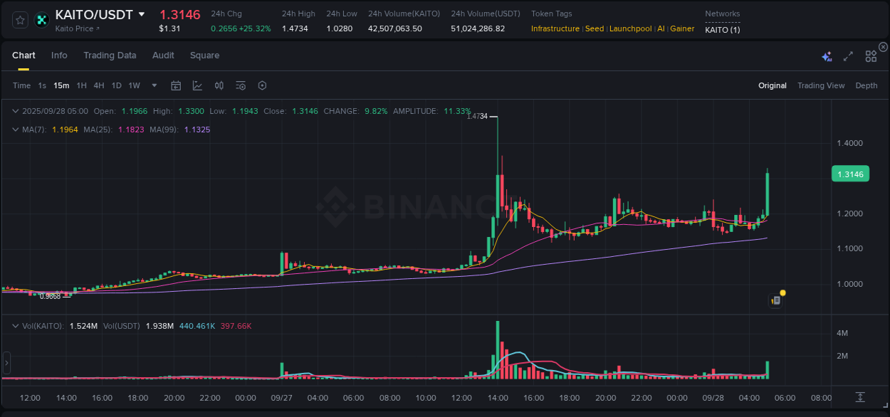 Market analysis: Understand KAITO pump on Binance at 28 September 2025, 05:12 Market analysis: KAITO pump on Binance at 28 September 2025, 05:12