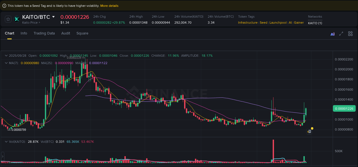 Check out the Binance pump report for KAITO on 28 September 2025, 05:22 Binance pump report for KAITO on 28 September 2025, 05:22