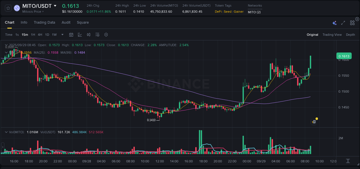 Crypto trading report: MITO pump on Binance, 29 September 2025, 08:56 Crypto trading report: MITO pump on Binance, 29 September 2025, 08:56