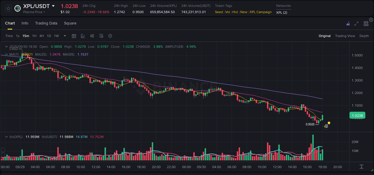 View the exchange pump report for XPL on Binance, 30 September 2025, 18:10 Binance exchange trading report for XPL, 30 September 2025, 18:10