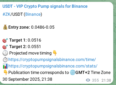 Confirm the Binance trading signal for ZK pump, 01 October 2025, 07:30 Binance trading signal confirmation for ZK pump, 01 October 2025, 07:30