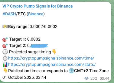 Signal verification: DASH pump on Binance at 01 October 2025, 09:22