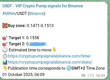 Authenticate risk metrics: MINA pump signal quality on Binance, 01 October 2025, 11:20 Model validation: MINA pump signal effectiveness on Binance, 01 October 2025, 11:20