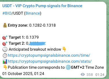 Authenticated proof of BIO's pump signal on Binance at 01 October 2025, 11:42 Authenticated proof of BIO's pump signal on Binance at 01 October 2025, 11:42
