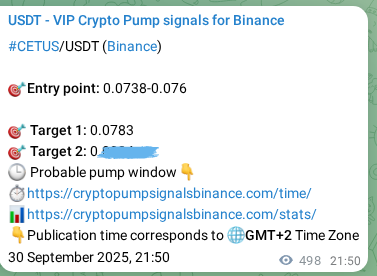 Crypto trading signal proof: CETUS pump on Binance, 01 October 2025, 11:58 Crypto trading signal proof: CETUS pump on Binance, 01 October 2025, 11:58