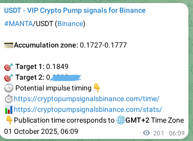 Learn about the MANTA pump signal confirmation from Binance, 01 October 2025, 12:08 MANTA pump signal confirmation from Binance, timestamp: 01 October 2025, 12:08