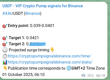 Verify the crypto signal proof for XAI on Binance, 01 October 2025, 12:12 Crypto signal proof: XAI pump on Binance, 01 October 2025, 12:12