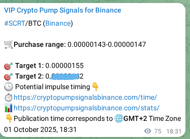 Signal authentication: SCRT pump on Binance at 01 October 2025, 20:37
