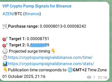 Real-time verification of ZEN pump signal on Binance, 01 October 2025, 21:28