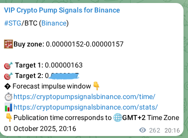Check out the Binance pump signal proof for STG on 02 October 2025, 03:34 Binance pump signal proof for STG on 02 October 2025, 03:34