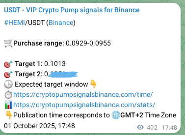 Real-time proof of HEMI pump signal on Binance, 02 October 2025, 04:57 Real-time proof of HEMI pump signal on Binance, 02 October 2025, 04:57