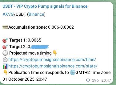 Crypto trading signal proof: XVG pump on Binance, 02 October 2025, 05:01 Crypto trading signal proof: XVG pump on Binance, 02 October 2025, 05:01