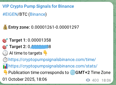 Crypto pump signal proof: Verify EIGEN on Binance, 02 October 2025, 05:13 Crypto pump signal proof: EIGEN on Binance, 02 October 2025, 05:13