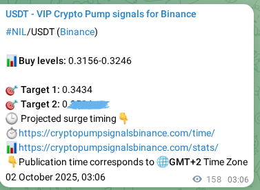 Explore the crypto market signal confirmation for NIL pump on Binance, 02 October 2025, 07:30 Crypto market signal confirmation: NIL pump on Binance, 02 October 2025, 07:30