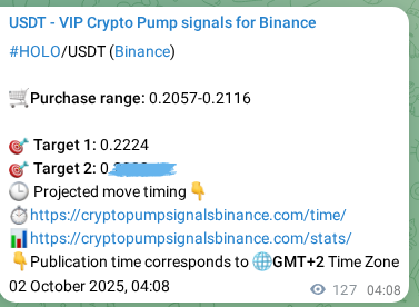 Access the Binance pump signal confirmation for HOLO at 02 October 2025, 07:40 Binance pump signal confirmation for HOLO at 02 October 2025, 07:40