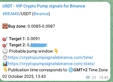 Validate model effectiveness: BEAMX pump signal success on Binance, 02 October 2025, 14:22 Predictive verification: BEAMX pump signal reliability on Binance, 02 October 2025, 14:22