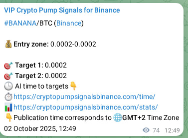 Check the Binance signal verification for BANANA pump, 02 October 2025, 14:52 Binance signal verification for BANANA pump, 02 October 2025, 14:52