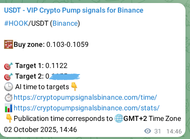 Authenticate strategy results: HOOK pump signal methodology on Binance, 02 October 2025, 15:38 Execution validation: HOOK pump signal timing on Binance, 02 October 2025, 15:38