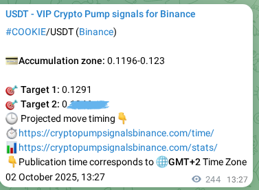Check out the Binance pump signal proof for COOKIE on 02 October 2025, 20:14 Binance pump signal proof for COOKIE on 02 October 2025, 20:14