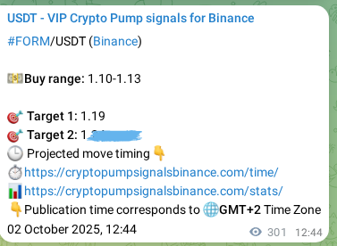 Signal verification: Confirm FORM pump on Binance at 02 October 2025, 21:07 Signal verification: FORM pump on Binance at 02 October 2025, 21:07