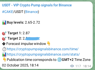 Real-time proof of CAKE pump signal on Binance, 02 October 2025, 21:29 Real-time proof of CAKE pump signal on Binance, 02 October 2025, 21:29