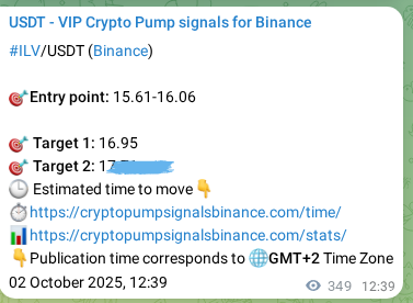 Discover the authenticated ILV pump signal on Binance, 02 October 2025, 22:21 Authenticated ILV pump signal on Binance, 02 October 2025, 22:21
