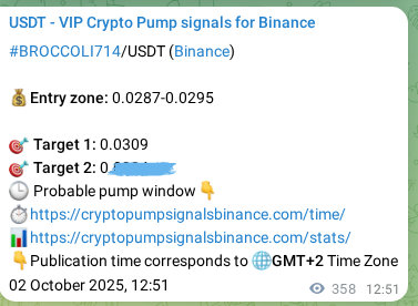 Confirm the trading signal for BROCCOLI714 pump on Binance at 02 October 2025, 22:49 Trading signal confirmation: BROCCOLI714 pump on Binance at 02 October 2025, 22:49