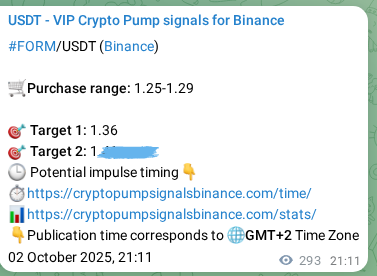 Learn about the FORM pump signal confirmation from Binance, 03 October 2025, 05:20 FORM pump signal confirmation from Binance, timestamp: 03 October 2025, 05:20