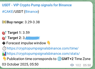 See the authenticated proof of CAKE's pump signal on Binance, 03 October 2025, 08:41 Authenticated proof of CAKE's pump signal on Binance, 03 October 2025, 08:41