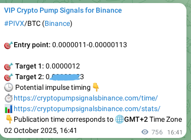 Trading signal proof: PIVX pump from Binance, 03 October 2025, 13:40 Trading signal proof: PIVX pump from Binance, 03 October 2025, 13:40