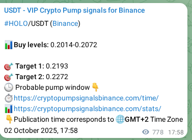 View the exchange signal confirmation for HOLO on Binance, 03 October 2025, 15:35 Binance exchange signal confirmation for HOLO, 03 October 2025, 15:35