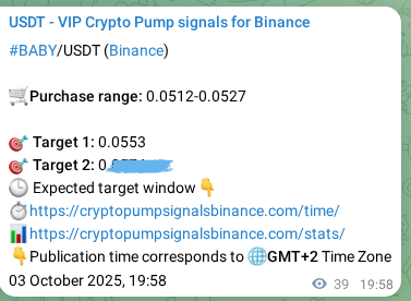 Authenticate statistical results: BABY pump signal validation on Binance, 03 October 2025, 21:02 Statistical confirmation: BABY pump signal validation on Binance, 03 October 2025, 21:02