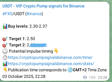 Crypto pump signal proof: Verify FXS on Binance, 04 October 2025, 02:38 Crypto pump signal proof: FXS on Binance, 04 October 2025, 02:38