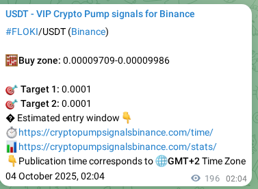 Binance pump signal data for FLOKI at 04 October 2025, 07:31 Binance pump signal data for FLOKI at 04 October 2025, 07:31