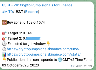 Verify the crypto signal proof for MITO on Binance, 04 October 2025, 10:03 Crypto signal proof: MITO pump on Binance, 04 October 2025, 10:03