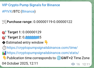 View the proof of PIVX pump signal on Binance at 04 October 2025, 12:39 Proof of PIVX pump signal on Binance at 04 October 2025, 12:39