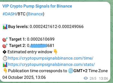Signal verification: Confirm DASH pump on Binance at 04 October 2025, 20:29 Signal verification: DASH pump on Binance at 04 October 2025, 20:29