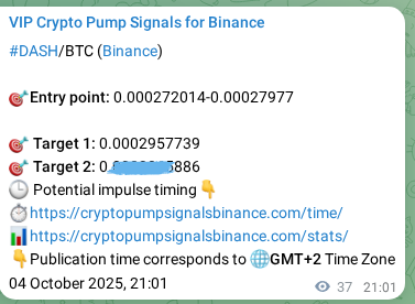 Binance pump signal data for DASH at 04 October 2025, 22:04 Binance pump signal data for DASH at 04 October 2025, 22:04