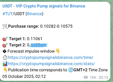 Learn about the TUT pump signal confirmation from Binance, 05 October 2025, 07:23 TUT pump signal confirmation from Binance, timestamp: 05 October 2025, 07:23