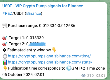 Discover the authenticated REZ pump signal on Binance, 05 October 2025, 07:52 Authenticated REZ pump signal on Binance, 05 October 2025, 07:52