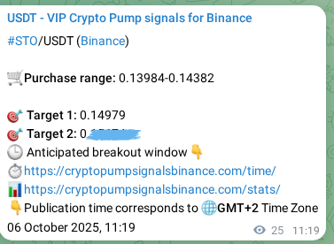 See the authenticated proof of STO's pump signal on Binance, 06 October 2025, 12:02 Authenticated proof of STO's pump signal on Binance, 06 October 2025, 12:02