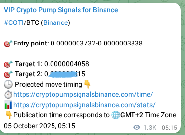 Binance trading signal proof for COTI pump, 06 October 2025, 16:24 Binance trading signal proof for COTI pump, 06 October 2025, 16:24
