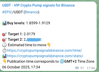 Validate execution timing: EPIC pump signal precision on Binance, 06 October 2025, 20:06 Risk-adjusted verification: EPIC pump signal quality on Binance, 06 October 2025, 20:06